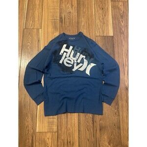 VINTAGE Hurley Shirt Mens XL Blue Thermal Y2K Surf Skate Surfwear Spellout